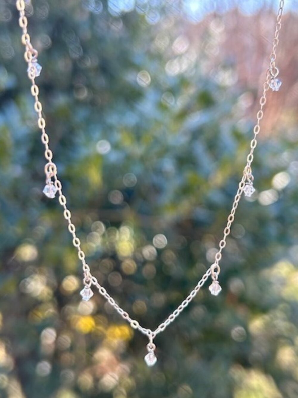 MS CO. 925 Sterling Silver Crystal Beaded Chain NECKLACE